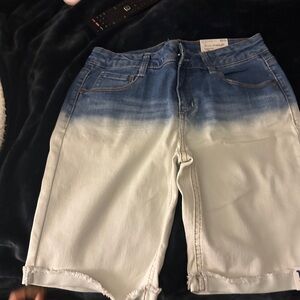 Blue and White Ombre Denim Shorts